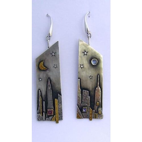 SPECIAL DESIGN 925 STERLING SILVER ŞEHRİ ILLUMINATING MOON LADY EARRINGS