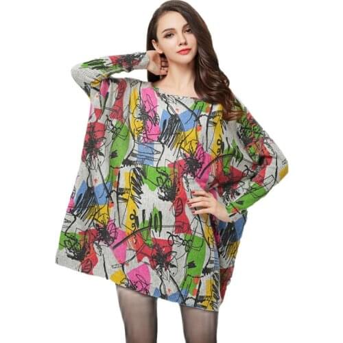 ARCSINX Oversized Womens Sweater Plus Size 4XL 5XL 6XL Batwing Sleeve Wool Sweaters Woman 7XL 8XL European Print Jumper Women