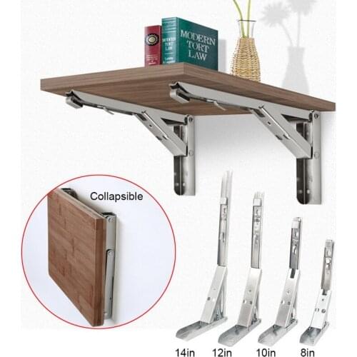 2Pcs 8-14 Inch White Triangle Folding Angle Bracket Adjustable Wall Mounted Durable Bearing Shelf Bracket DIY Furniture Hardware