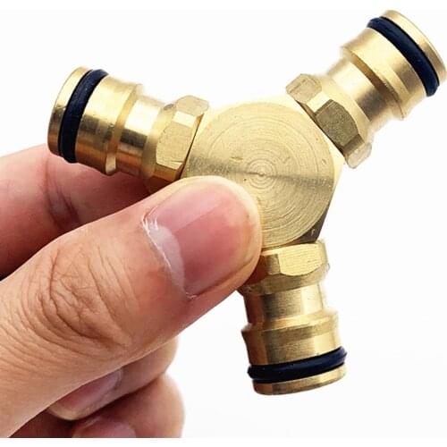 1/2 Inch Brass 3-way Nipple Connector Garden Hose Tap Water Pipe Splitter Hardware Tools for Garden Watering Irrigation System