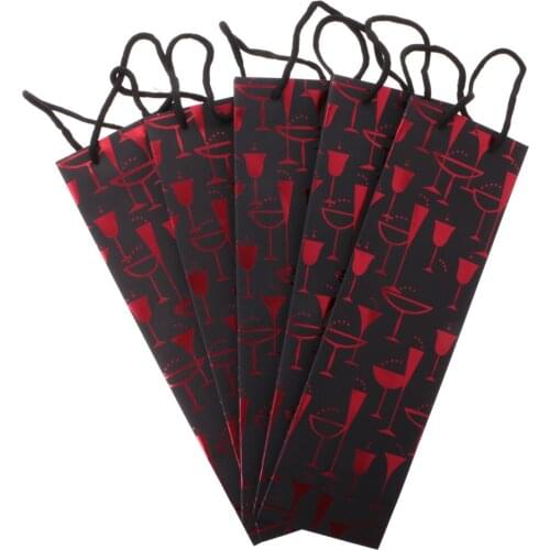 5 Pieces Wine Paper Bags Liquor Bottle Gift Wrapping For Wedding Ceremony Gift Wrapping Home Shop Decor