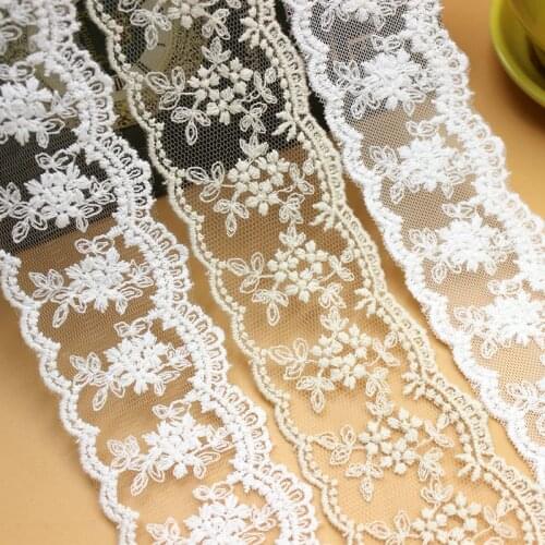 5CM Wide Luxury Tulle Embroidery Flower Lace Applique Dress Collar Decoration DIY Fabrics For Sewing Clothes