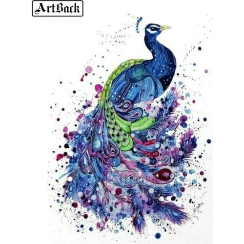 5d diamond painting peacock watercolor full square / round drill 3D diamond embroidery mosaic rhinestone decoration ARD51