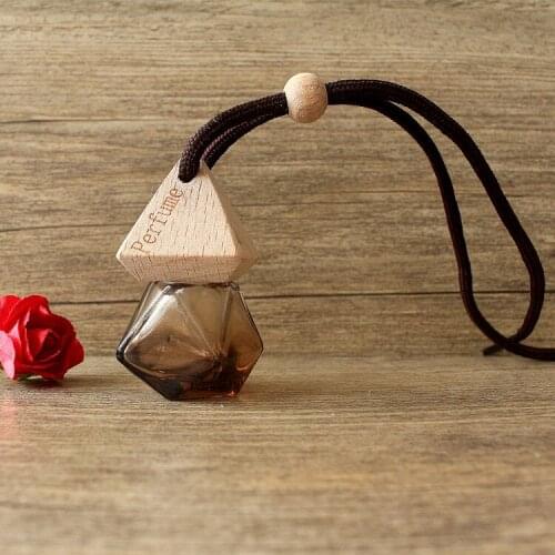 6ml Brown Color Diamond Carved Glass Car Hanging Perfume Empty Bottle 2pcs/lot