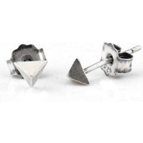 925 Silver Stud Earrings Geometric Shape Simple Trendy Style For Lovers Fashion Jewelry