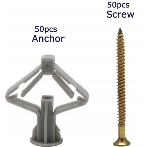 Drywall Anchors-Hollow Wall Anchors Kit 50 Set for Curtain Gypsum Board Wall Installation, Aircraft Expansion Pipe-Self-Drilling