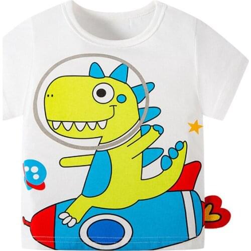 Bambino 2021 White Summer Tee for Boys 2-7 Years Dinosaur T Shirt of Children Top Clothes of School Kids 100% Cotton Clothing