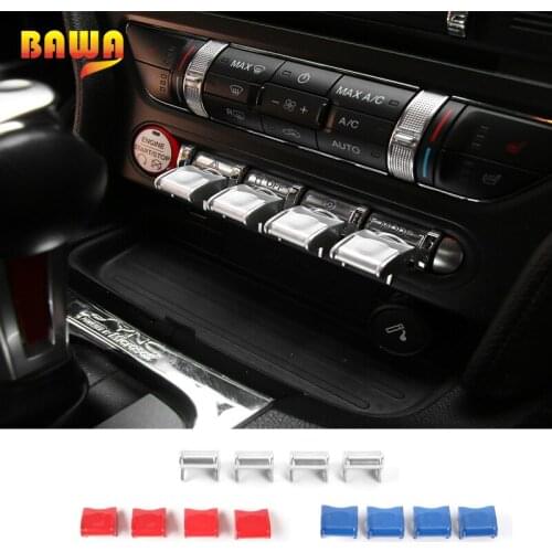 BAWA ABS Car Center Control Navigation GPS Button Knob Cover Interior Stickers For Ford Mustang 2015 Up Car Styling