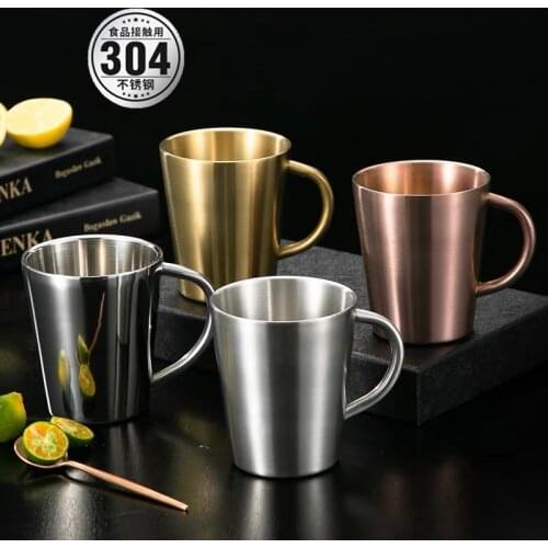 Stainless Steel Milk Tea Coffee Beer Mug With Thick Handle High Temperature Resistance Home Office Cups Silver Kitchen Drinkware