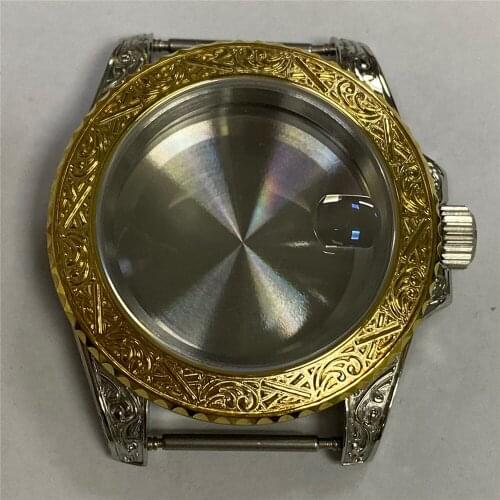 40MM Stainless Steel Watch Case Engraved Watch Cover for ETA 2836 for Miyota 8215 821A for Mingzhu 2813 3804 Mechanical Movement