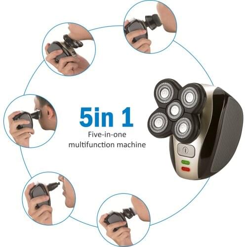 5 in 1 Rechargeable Electric Shaver Five Floating Heads Razors Hair Clipper Nose Ear Hair Trimmer Men Facial Cleaning Brush