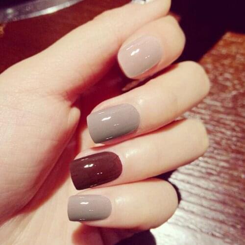 Gradient Nude False Nails With Pearl False Nail Tips Included Nail Glue 24 Pcs/set Lovely Short Sticker Full Nail Tips