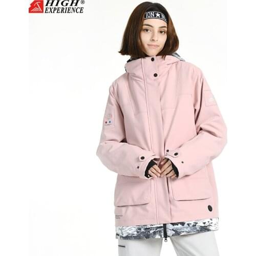 HIGH EXPERIENCE 2021 Winter Coat Ski Suit Single Double Board Waterproof Korean Style Fashion Hooded Jacket Slim Cotton Ski Top