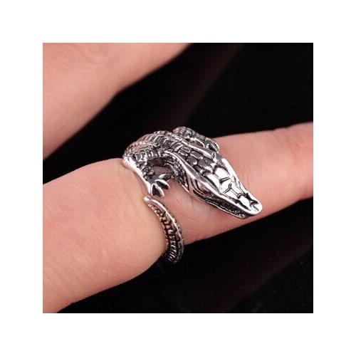 Personality Crocodile Rings for Men Women Adjustable Finger Ring Punk Hip Hop Jewelry Unisex Rings Accessories