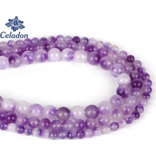 6 8 10mm Dyed Purple Jaded Round Loose Beads Natural Stone Beads Loose Spacer Beads For DIY Bracelet Necklace Jewelry making