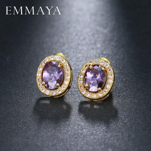 EMMAYA Fahsion Cute Purple Color CZ Stud Earrings For Women Children Girls Kids Jewellery Aros Aretes