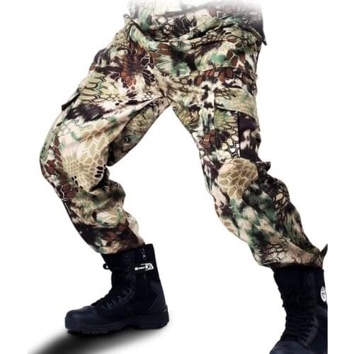 Army Fan Field Combat Training Camouflage Pants Men Outdoor Hunting Climbing Wearproof Loose Pockets Tactical Military Trousers