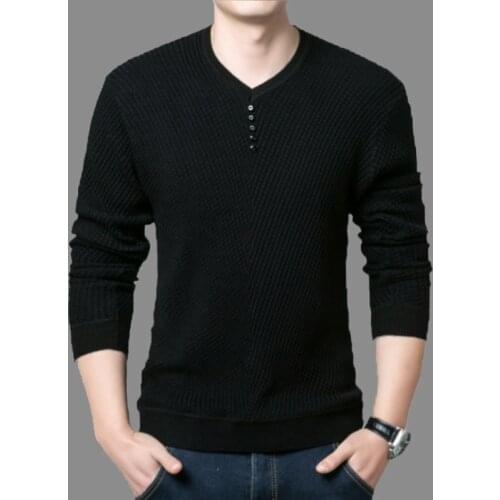 V Neck Sweater Men Casual Pullover Male Spring Autumn Slim Fit Long Sleeve Shirt Mens Sweaters Knitted Wool Solid Pull Homme