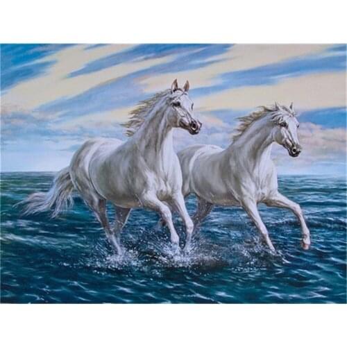 Animal Horse Printed Water-Soluble Canvas 11CT Cross-Stitch DIY Embroidery Set DMC Threads Craft Sewing Handmade Hobby Design