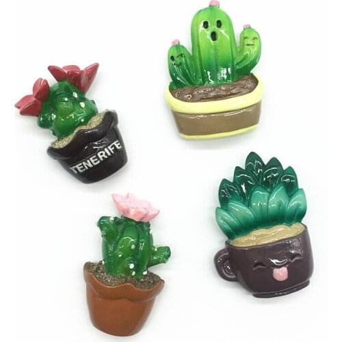 Novelty 3D Resin Fridge Magnets Cute Potted Plant Design Refrigerator Sticker Photo Magnetic Home Decoration