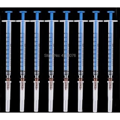 1ml Disposable sterile syringe with needle One-off injectors with pinhead plastic clean material single packing