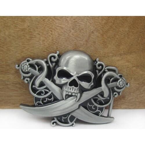 BuckleClub wholesale retro zinc alloy 3D skull jeans gift cowboy belt buckle FP-02269 for men 4cm width loop