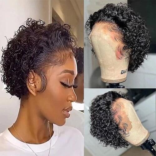 Human Hair Lace Frontal Wig Curly Short Human Wigs For Women Brazilian Hair Wigs Transparent Lace Natural Hairline Baby Hairs