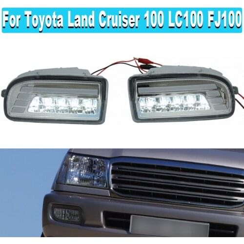 2pcs White/Yellow LED Front Fog Lamp For Toyota Land Cruiser 100 LC100 FJ100 1998 -2007 Daytime Running Light Accessories