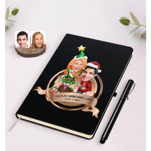 Personalized the Perfect Pair Of Caricature Of Black notebook And Pen Gift Seti-61