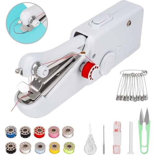 Portable Mini Handheld Sewing Machines Electric Quick Stitch Sew Needlework Cordless Clothes Fabrics Sewing Machine Stitch Set