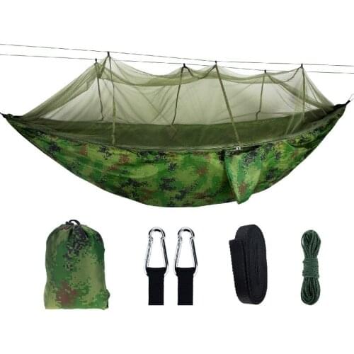 Camping/garden Hammock with Mosquito Net Outdoor Furniture 1-2 Person Portable Hanging Bed Strength Parachute Fabric Sleep Swing