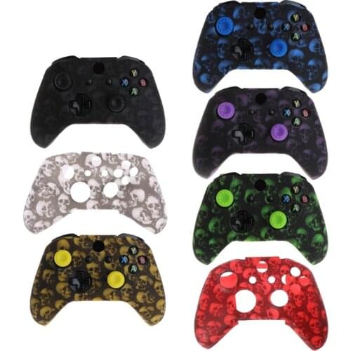 Skull Pattern Silicone Gamepad Cover+2 Joystick for xbox one X S Controller P9YE