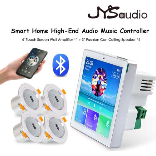 Touch Screen In Wall Amplifier Bluetooth Fm HiFi Stereo Sound 4*20W PA Ceiling Speaker Bathroom Audio Smart Home Theater System