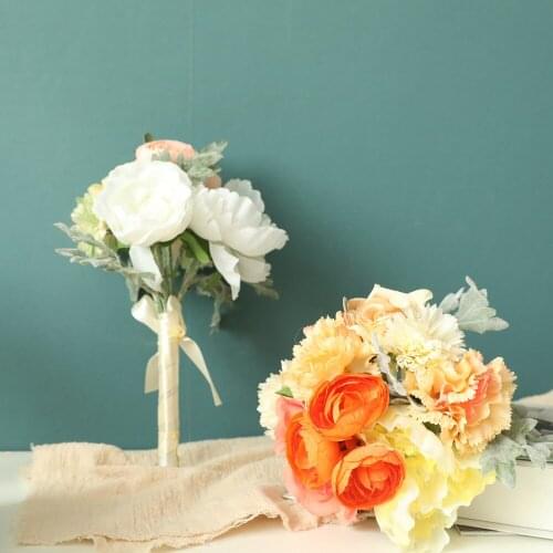 4 Colors Silk Peony Rose Hybrid Bouquet Artificial Flower Bridal Bouquet Wedding Decoration DIY Home Party