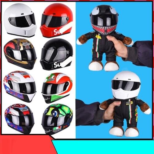 Helmet Bear Motorcycle Doll Locomotive Bear Plush Toys Motorcycle Racing Decoration Gift Collection Souvenir