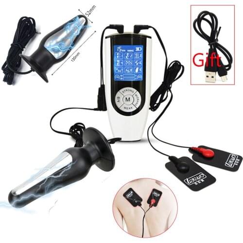 Strongest Electro Shock Anal Vaginal Plug Electro Stimulate Dildo Big Butt Plug G-spot Prostate Massager Nipple Pads SM Sex Tool