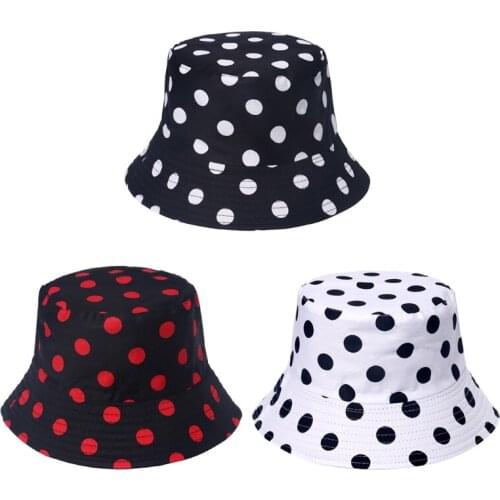 094B Packable Fishing Hat Round Dots Ornamented Bucket Cap Summer Traveling Hat for Unisex Women Men Camping Outdoors