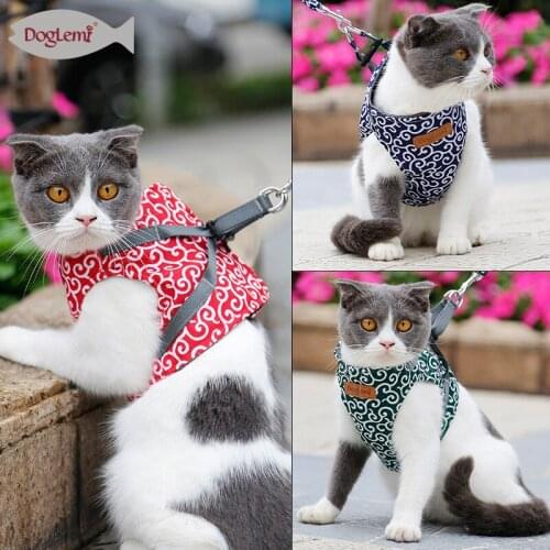Pet supplies cat vest-style chest back cover new anti-stroke cat walking clothes small cat and dog traction rope