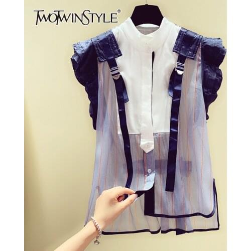 TWOTWINSTYLE Stand-up Collar Blouses