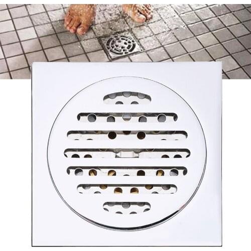 Insert Square Floor Waste Grates Bathroom Tile Shower Floor Drains Brass Silver Drain Shower Hair Strainer Bathroom Accessory