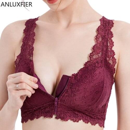 X9009 Lady Bras Breast Surgery Bra Silicone Fake Breast Underwear New Front Zipper Bra Sexy Lace Plus Size Bras Women Lingerie