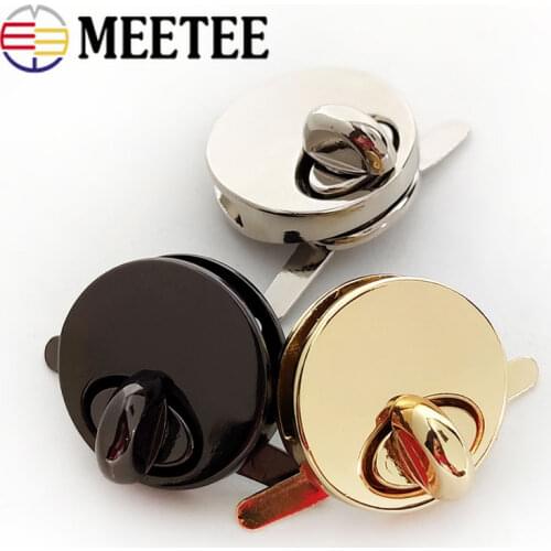 Meetee 2/4pcs 25mm Metal Bags Lock Clasp Round Die-casting Twist Mortise Locks Buckle DIY Handbag Lockstitch Buckles Accessory