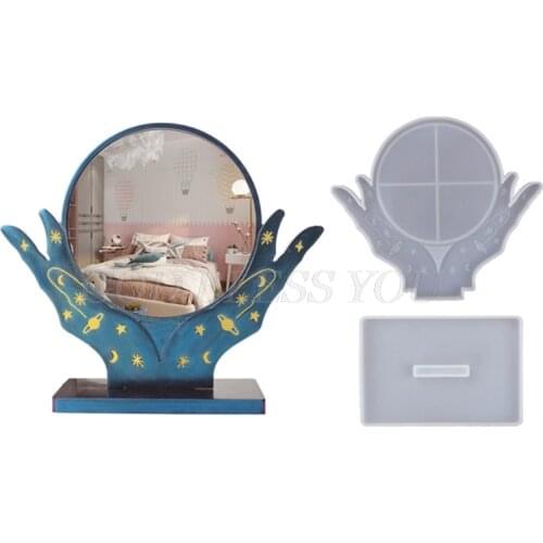 Mirror DIY Crystal Resin Epoxy Silicone Mold Hand Makeup Mirror Desktop Mirror Resin Silicone Mirror Mold Drop Shipping