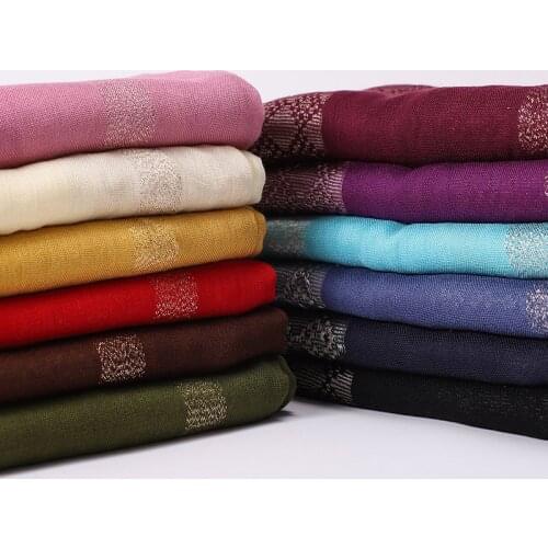 Women Soild Color Gold Thread Scarf High Quality Sofy Cotton Feeling Hijab Scarf Womens Scarves Hijabs Long Shawls