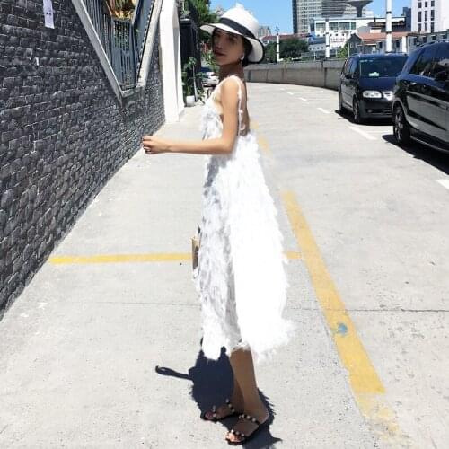 Summer Dress Hot Sale Rushed Polyester Microfiber Bohemian Zanzea 2018 Summer Woman Strap Dress Seaside Sexy Backless Feather