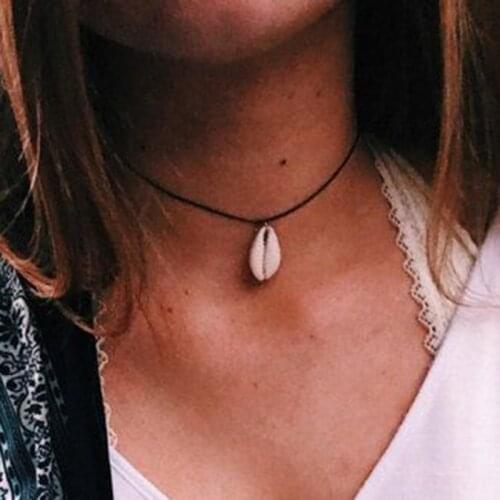 Simple Vintage Style Natural Sea Shell Pendant Choker Necklaces for Women Ethnic Bohemian Summer Beach Necklace Kolye Gift