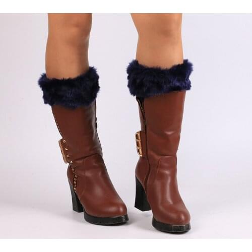 100pairs/lot fedex fast Women Winter Leg Warmers Lady Crochet Knit Faux Fur Trim Leg Boot Socks mixing colors (good)