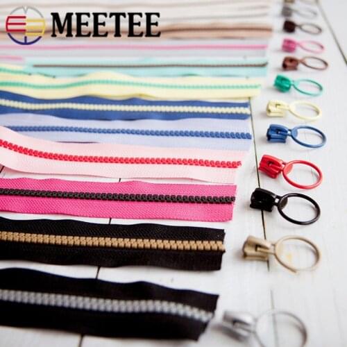 5Yards Meetee 5# Resin Coil Zippers Slider for DIY Bags Purse Wallet Jackets Coat Tent Tailor Sewing Tools Patchwork Accessories