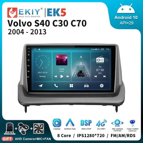 EKIY Car Radio For Volvo S40 II 2 MS 2000-2012 C30 I 1 2006-2013 C70 II 2 2005- 2013 Android 10.0 Navigation GPS 1280*720P IPS