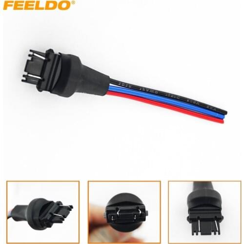 FEELDO 1PC Car 3157/3057/3155/3357/3457/3757/4057/4157/W2.5X16Q Lamp Bulb Male Jack Plug Connector With Wire #AM3926